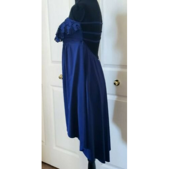 Laundry by Shelli Segal Blue Strapless Cocktail Dress High Low Fit & Flare Sz S - Picture 2 of 6